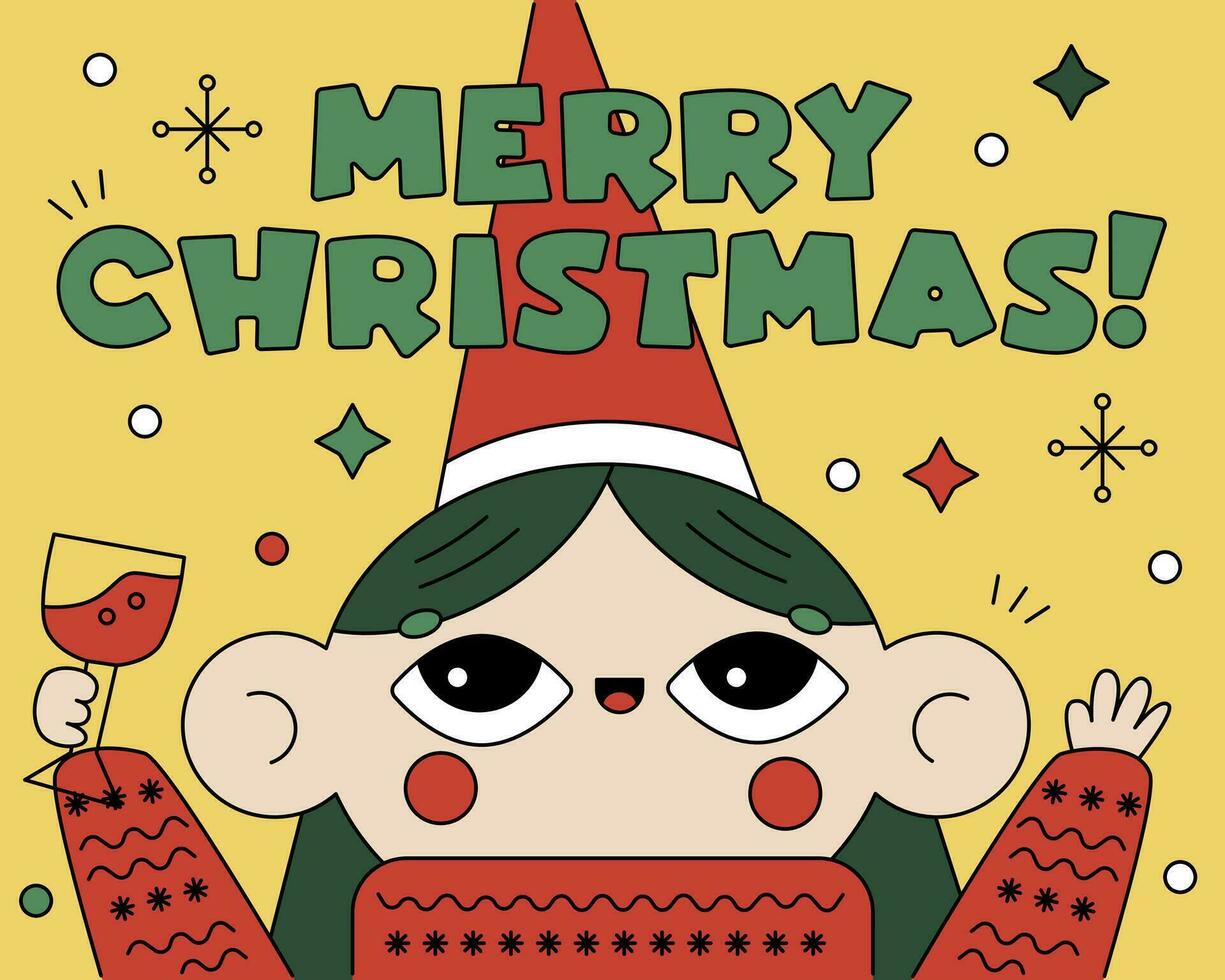 Vector cute cartoon christmas greeting card poster banner