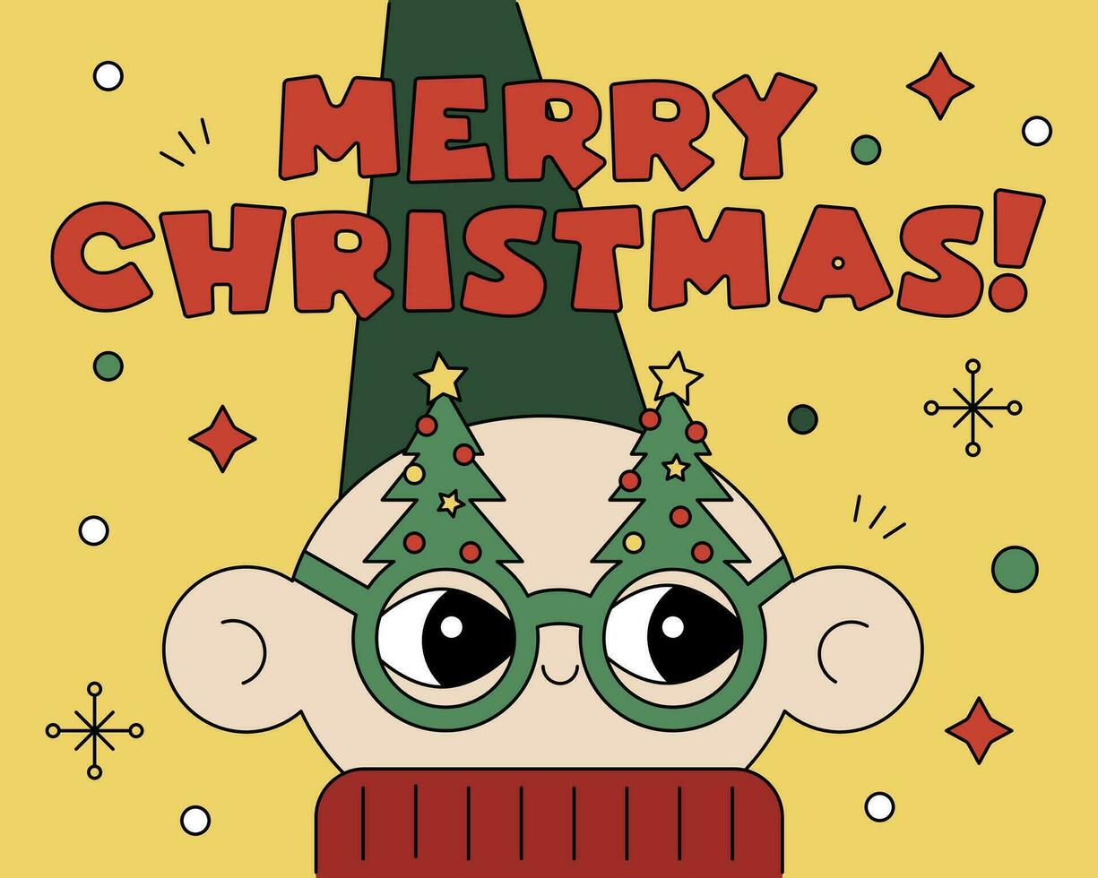 Vector cute cartoon christmas greeting card poster banner