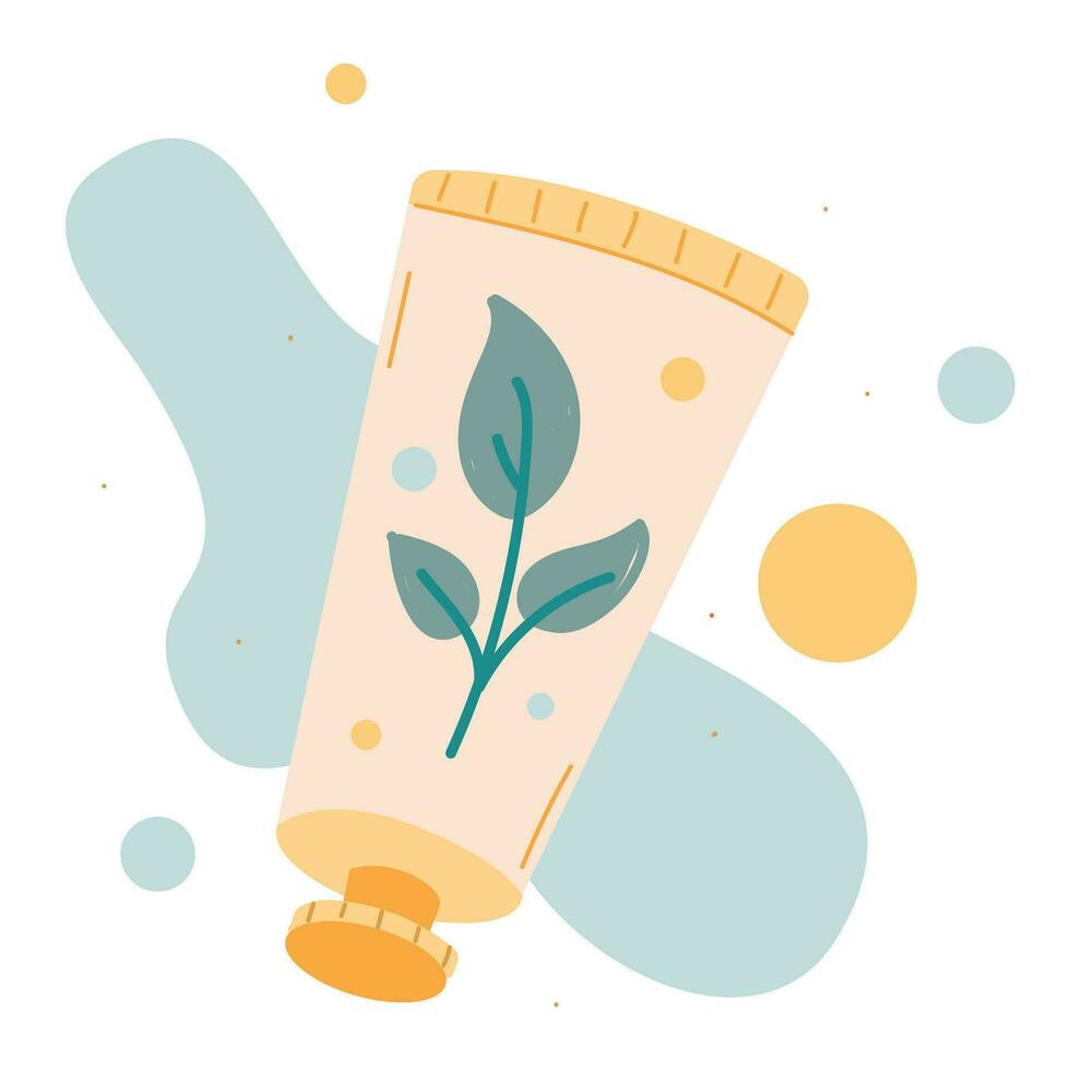 Spa relax vector illustration eco beauty product with herbs natural organic skin care hand cream