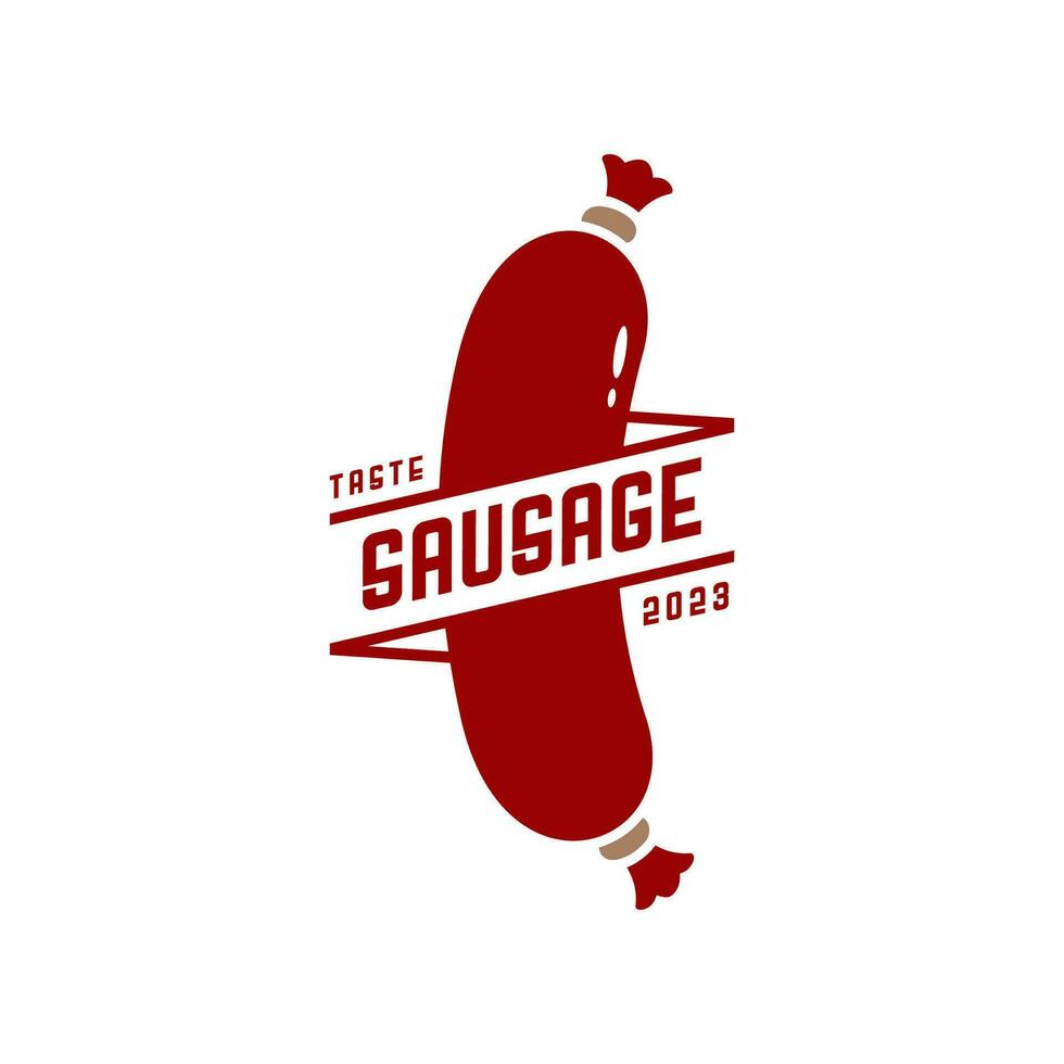 Sausage vintage logo design vector