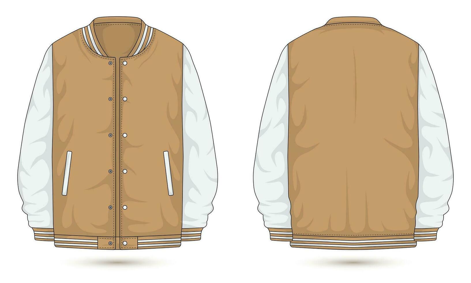 Casual varsity jacket mockup front and back view vector