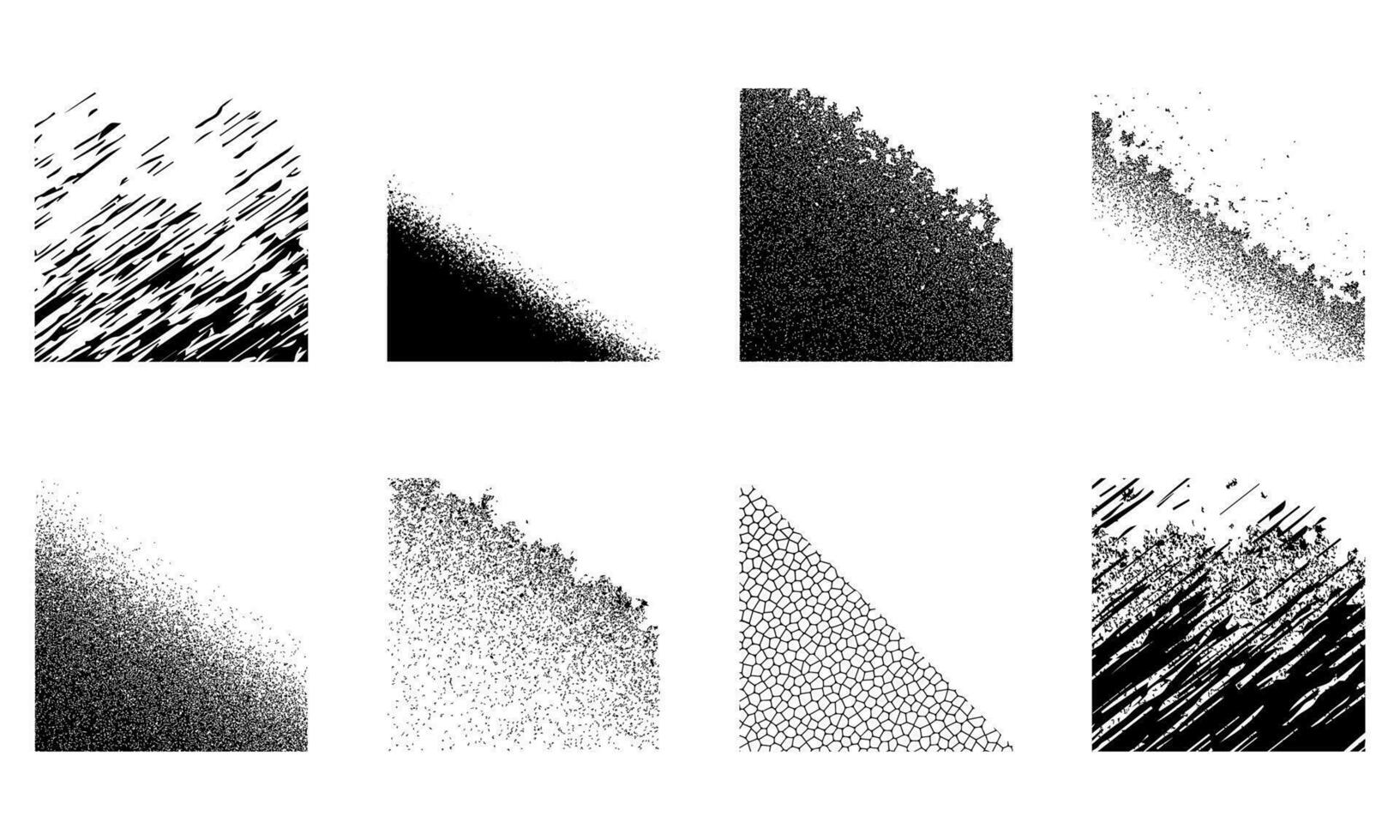 Collection of black grunge brush stroke borders vector