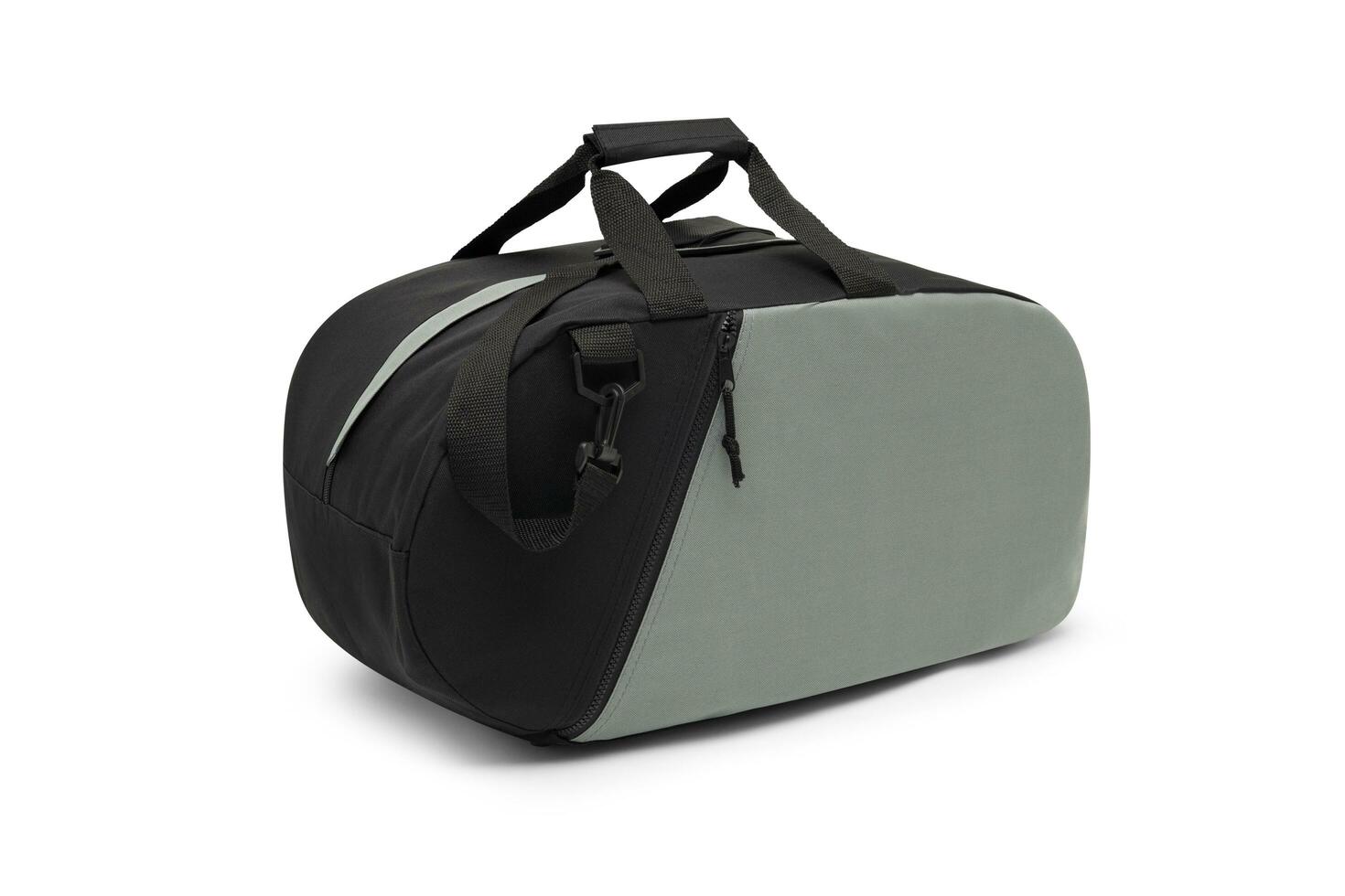 black color blank outdoor trendy fun sports custom nylon cross body shoulder strap bag duffle gym travel bags isolated on white background. mock-up. photo