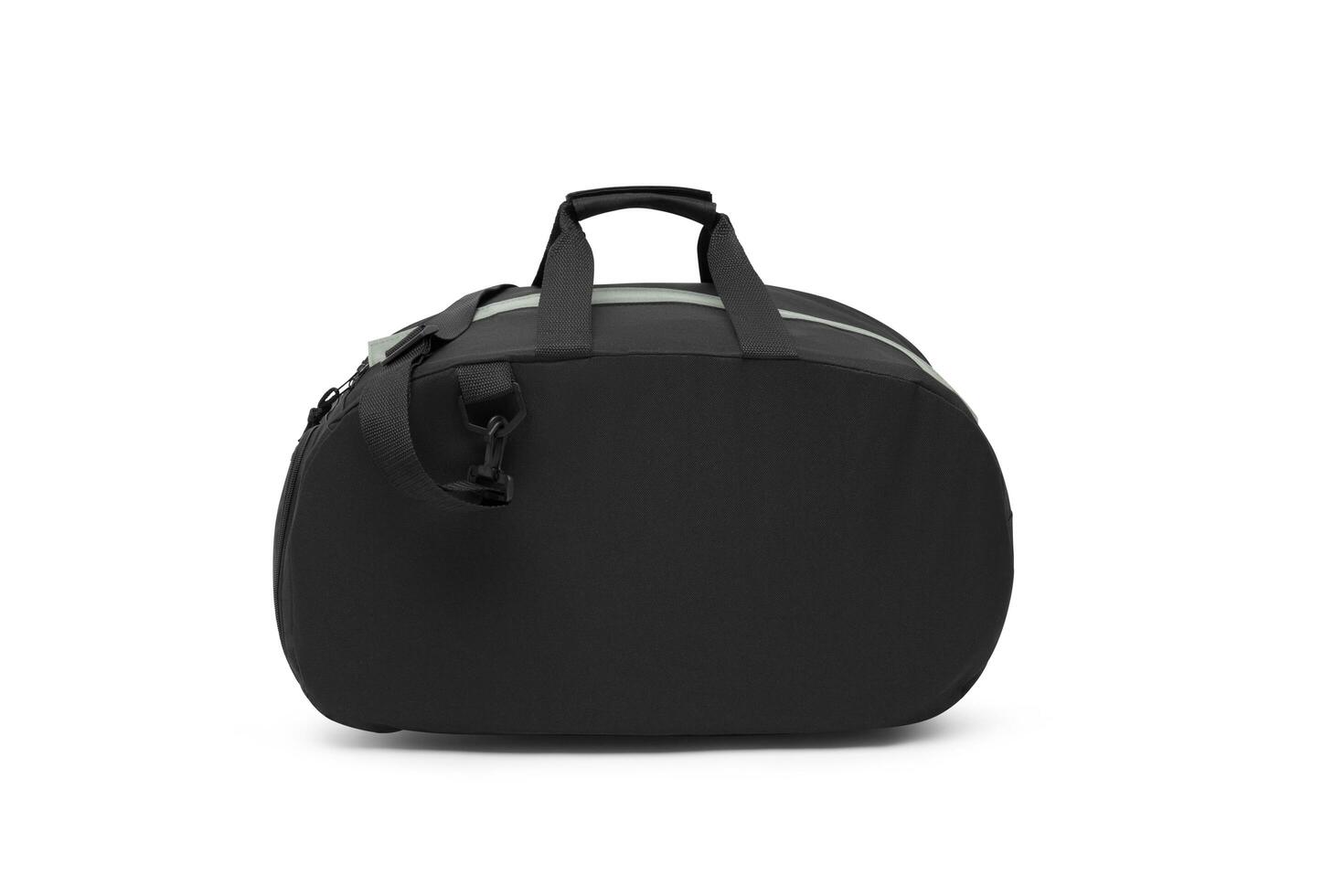 black color blank outdoor trendy fun sports custom nylon cross body shoulder strap bag duffle gym travel bags isolated on white background. mock-up. photo