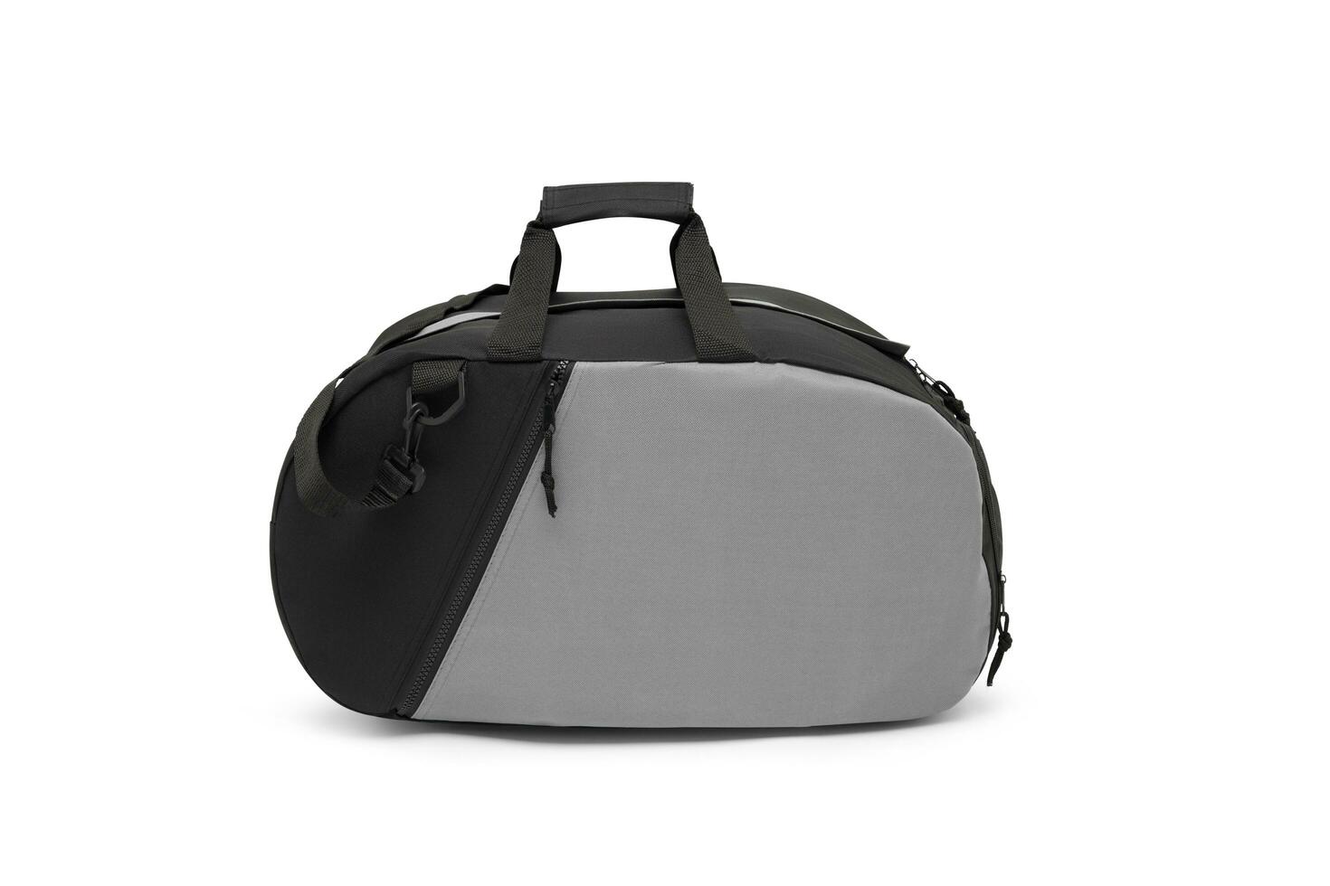 black color blank outdoor trendy fun sports custom nylon cross body shoulder strap bag duffle gym travel bags isolated on white background. mock-up. photo