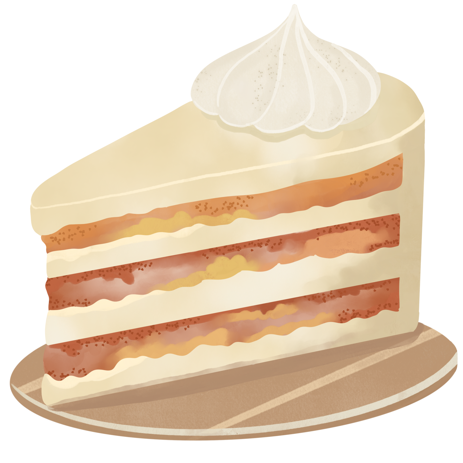 Piece Of Vanilla Cake With Whipped Cream Watercolor Style 35263783 PNG piece-of-vanilla-cake-with-whipped-cream-watercolor-style-35263783-png