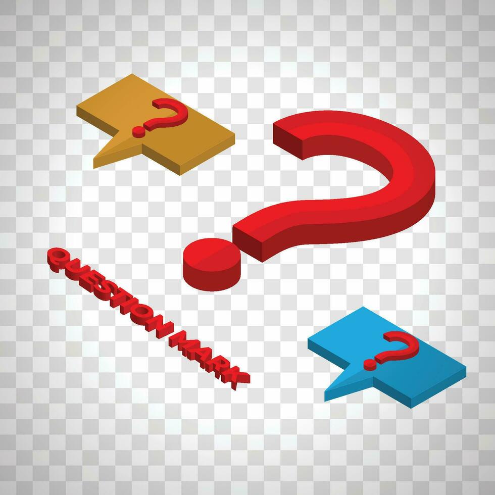 Question mark isometric symbol set design icon vector illustration isolated on background