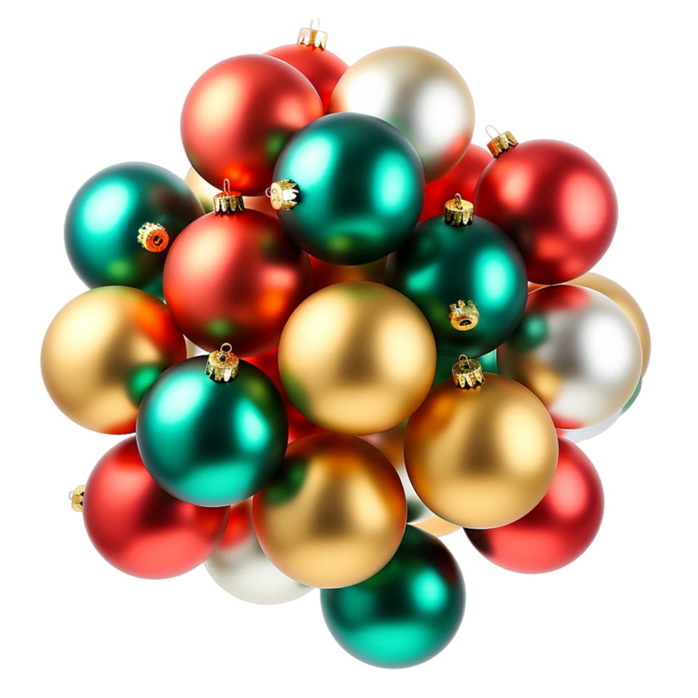 AI generated Green Golden Christmas balls png