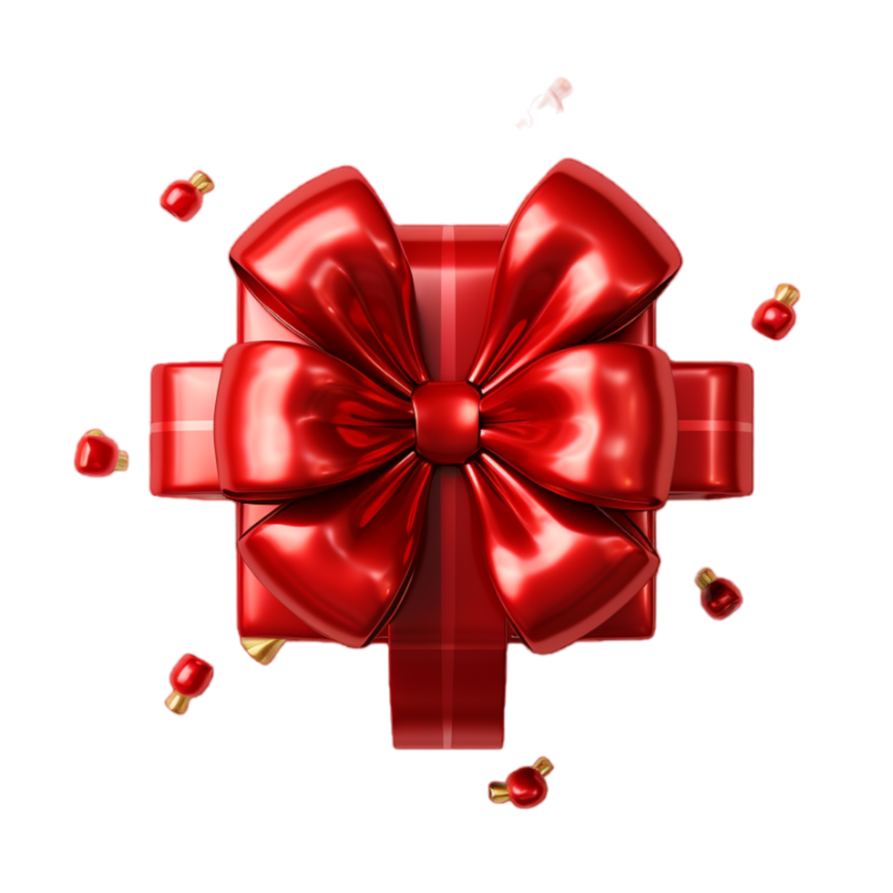 AI generated Red Realistic Glossy Ribbon Bow png