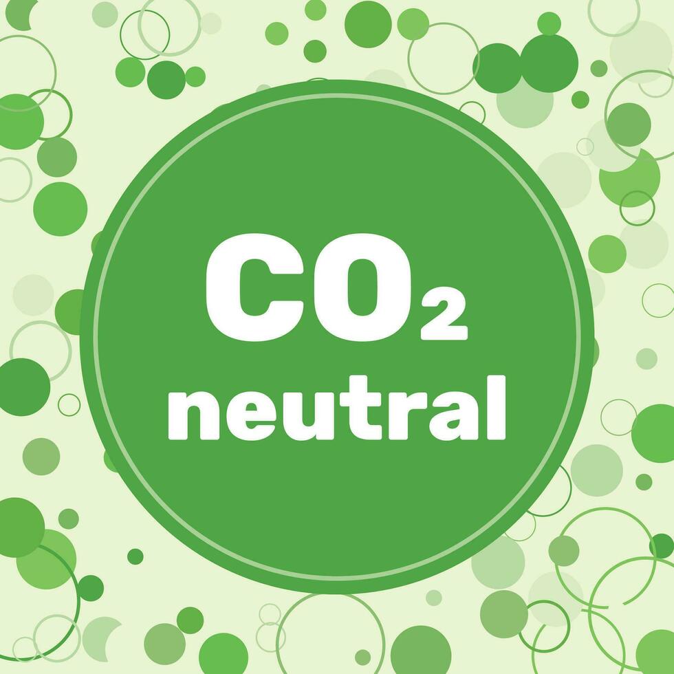 co2 neutral resumen bandera. red cero carbón huella - carbón emisiones gratis No aire atmósfera contaminación.vector ilustración vector