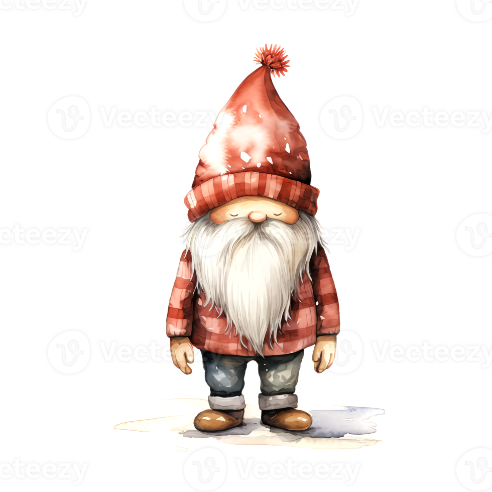 AI generated Watercolor Christmas Gnome. Clipart. AI generated. png