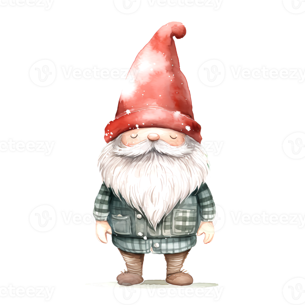 AI generated Watercolor Christmas Gnome. Clipart. AI generated. png