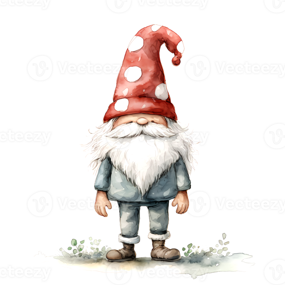 AI generated Watercolor Christmas Gnome. Clipart. AI generated. png