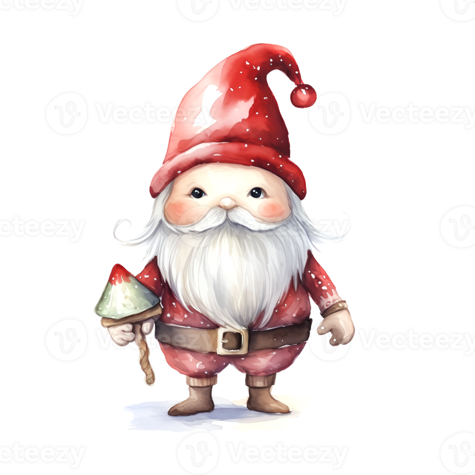 AI generated Watercolor Christmas Gnome. Clipart. AI generated. png