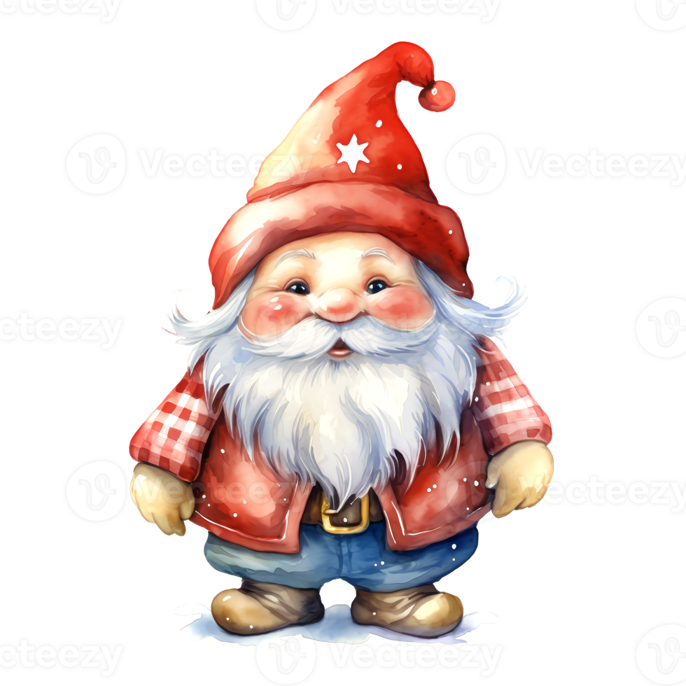 AI generated Watercolor Christmas Gnome. Clipart. AI generated. png
