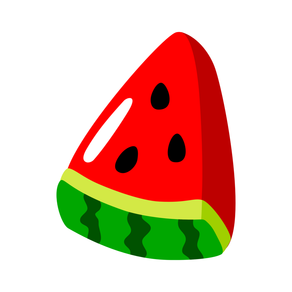 watermelon cut into pieces  Fruit with red flesh, green peel. Flat style. png