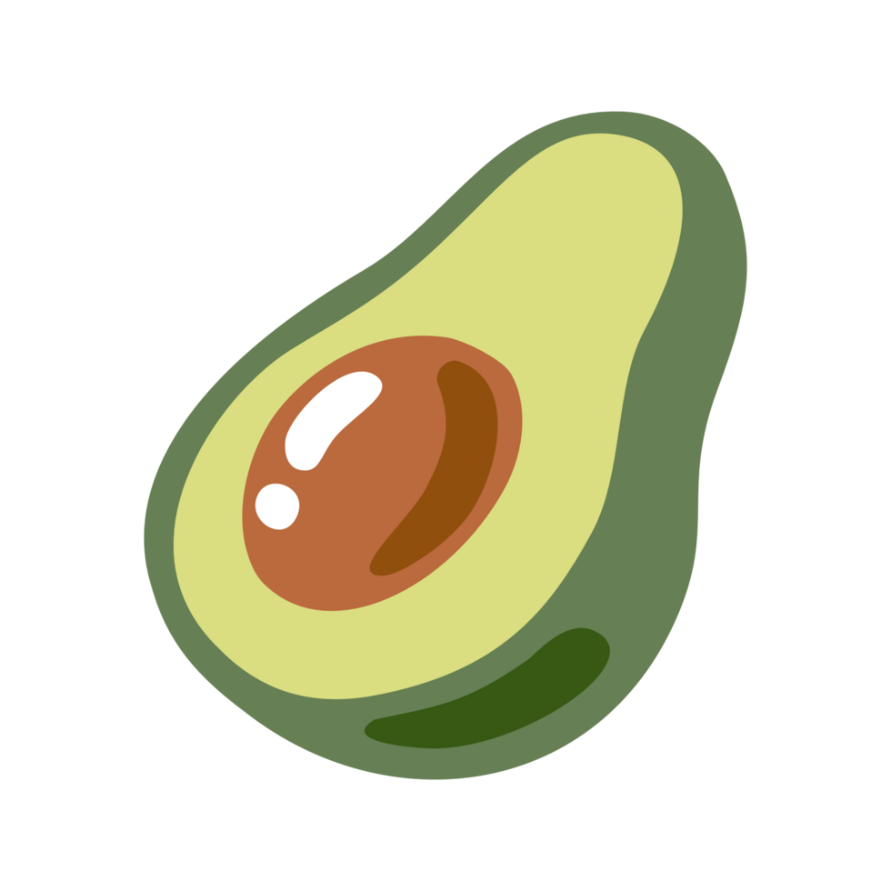 Avocado, green fruit with brown pills, flat style. 35264348 PNG