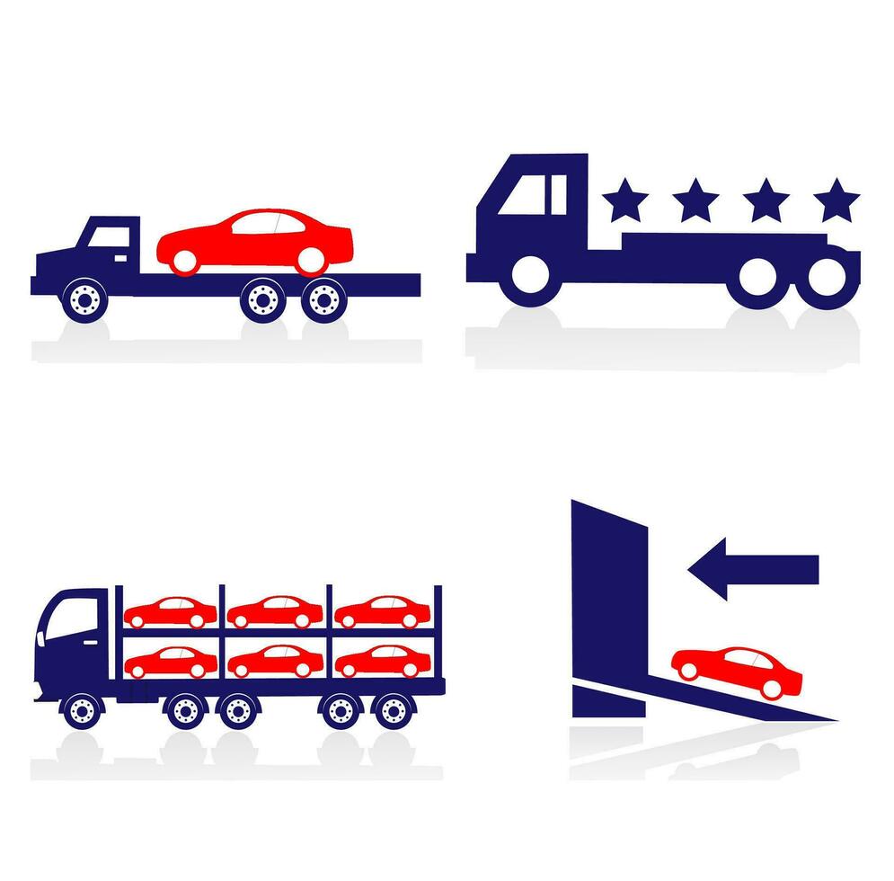 Car delivery by truck icon. Distribution shipping logistic set label. Truck, ship, plane, transportation, delivery, cargo, freight, route planning and logistic other element. vector