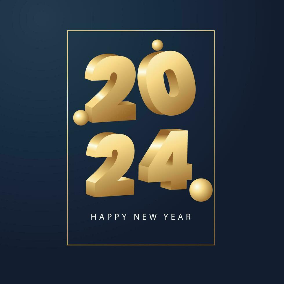 Happy New Year 2024 with Golden 3D. - Vector. vector