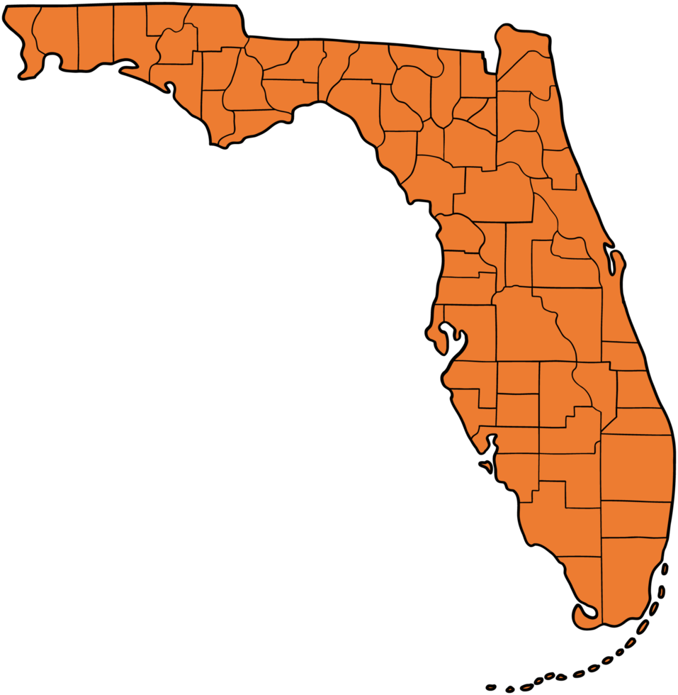 doodle freehand drawing of florida state map. png