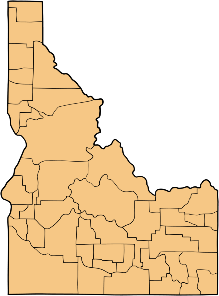doodle freehand drawing of idaho state map. png