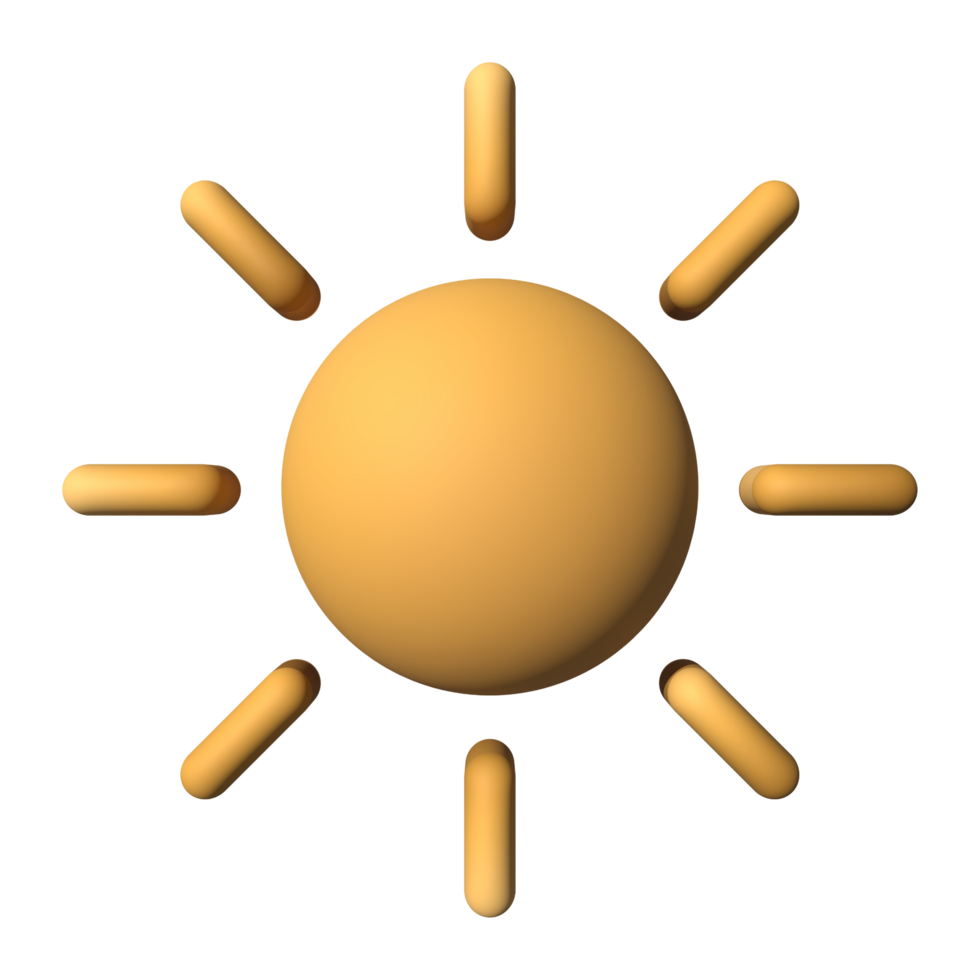 3d sun icon rendering weather concept png