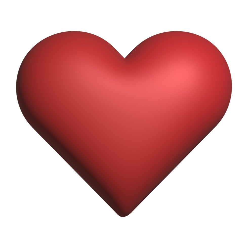 Red heart 3d rendering romantic symbol valentine concept png