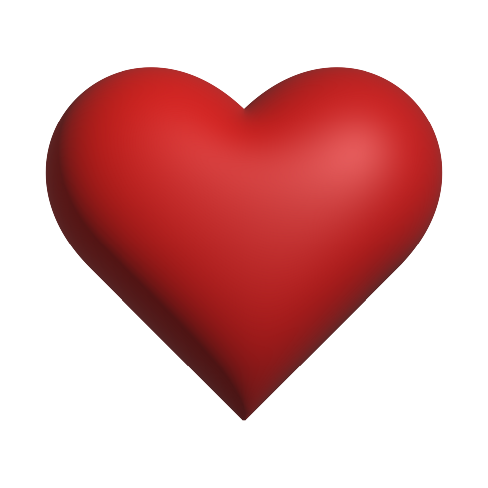 Red heart 3d rendering romantic symbol valentine concept png