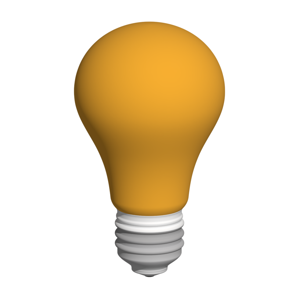 3d illustration of orange light bulb idea icon business concept png