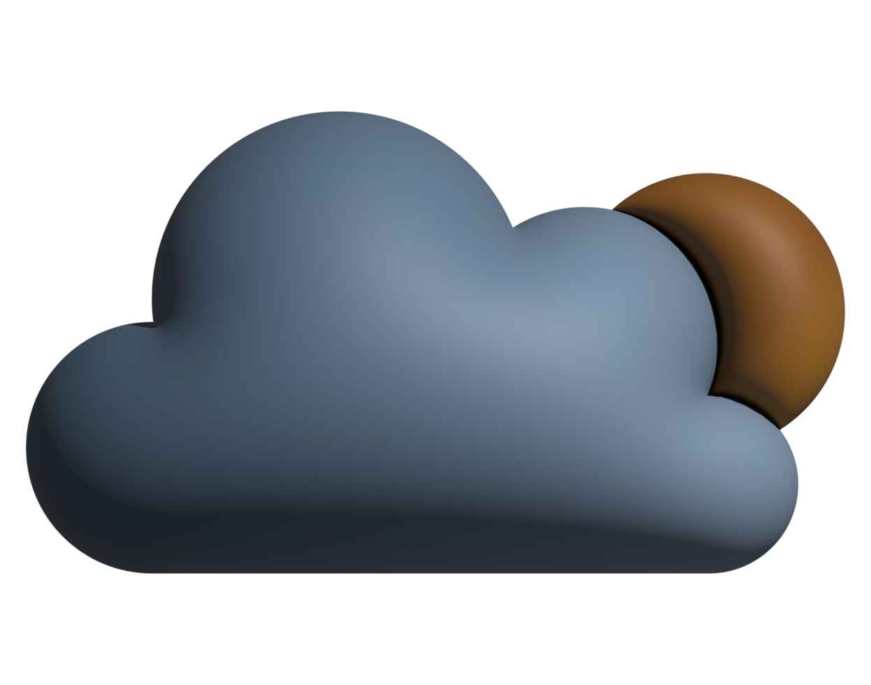 Clouds with crescent moon 3d symbol for element png