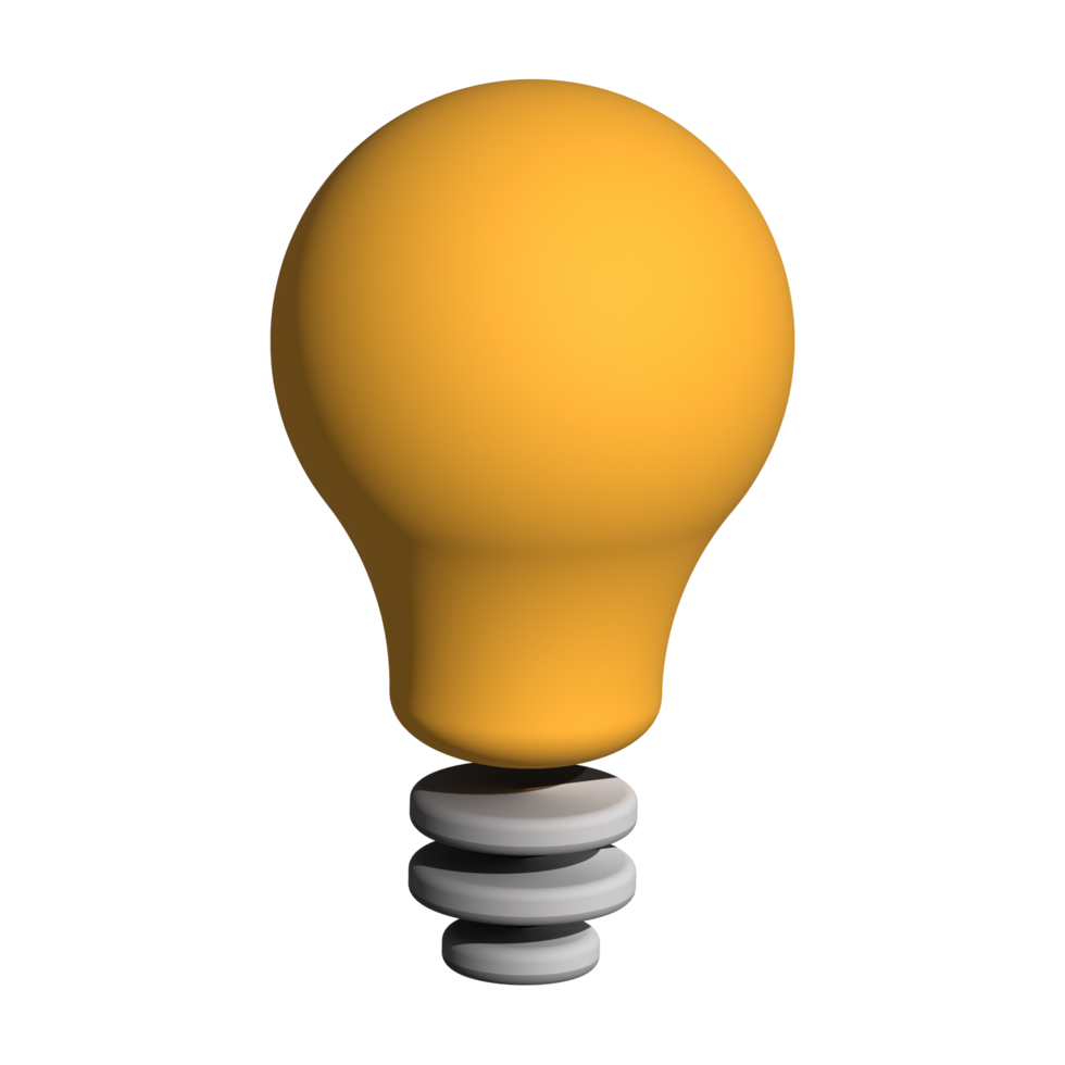 3d illustration of orange light bulb idea icon business concept png