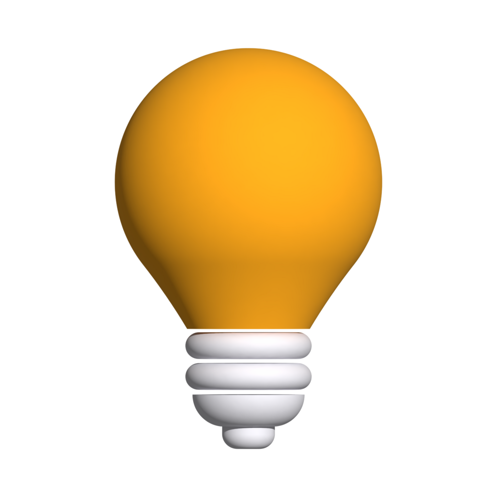 3d illustration of orange light bulb idea icon business concept png