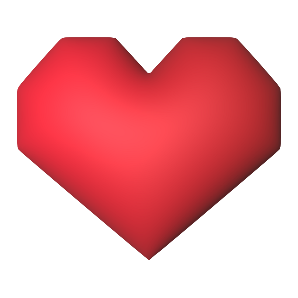 Red heart 3d rendering romantic symbol valentine concept png