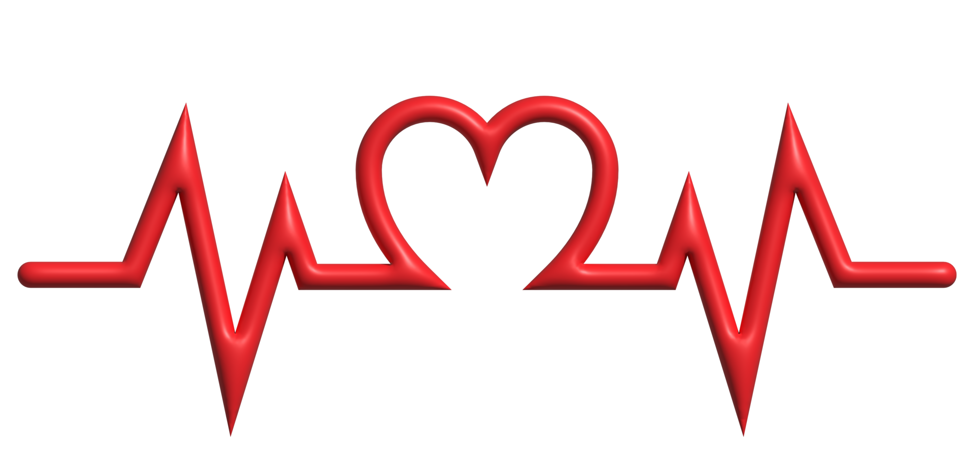 Heart shape medical 3d symbol with pulse line heartbeat healthcare concept png