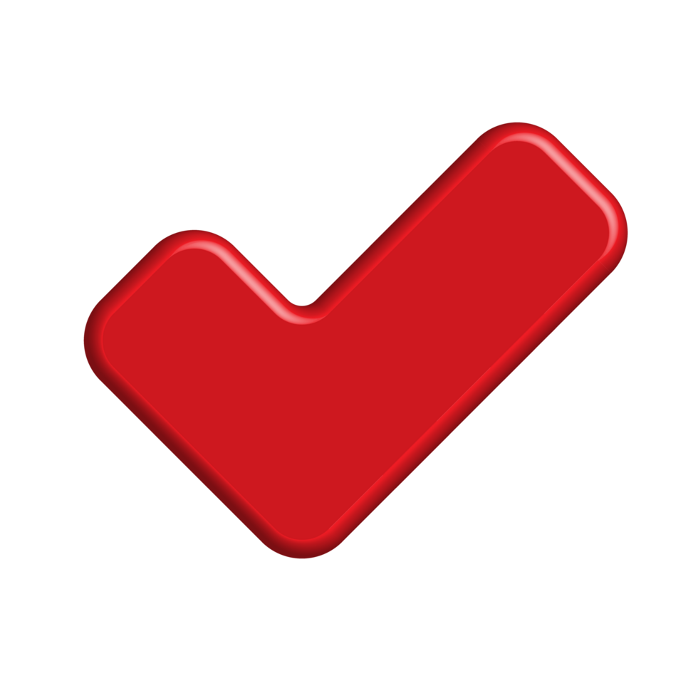 Checkmark icon 3d symbol red button for element png