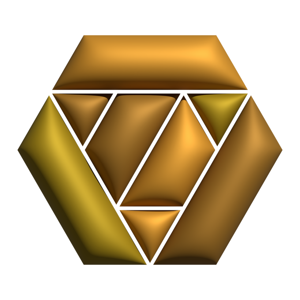Geometric 3d hexagon shape colorful of gold stripes lines design element png