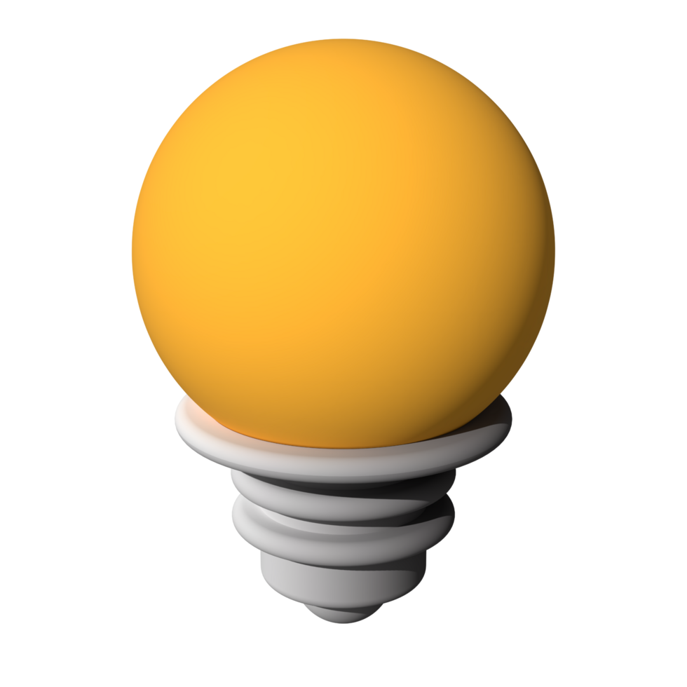 3d illustration of orange light bulb idea icon business concept png