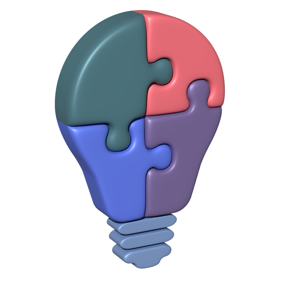 3d illustration of piece jigsaw bulb idea icon business concept png