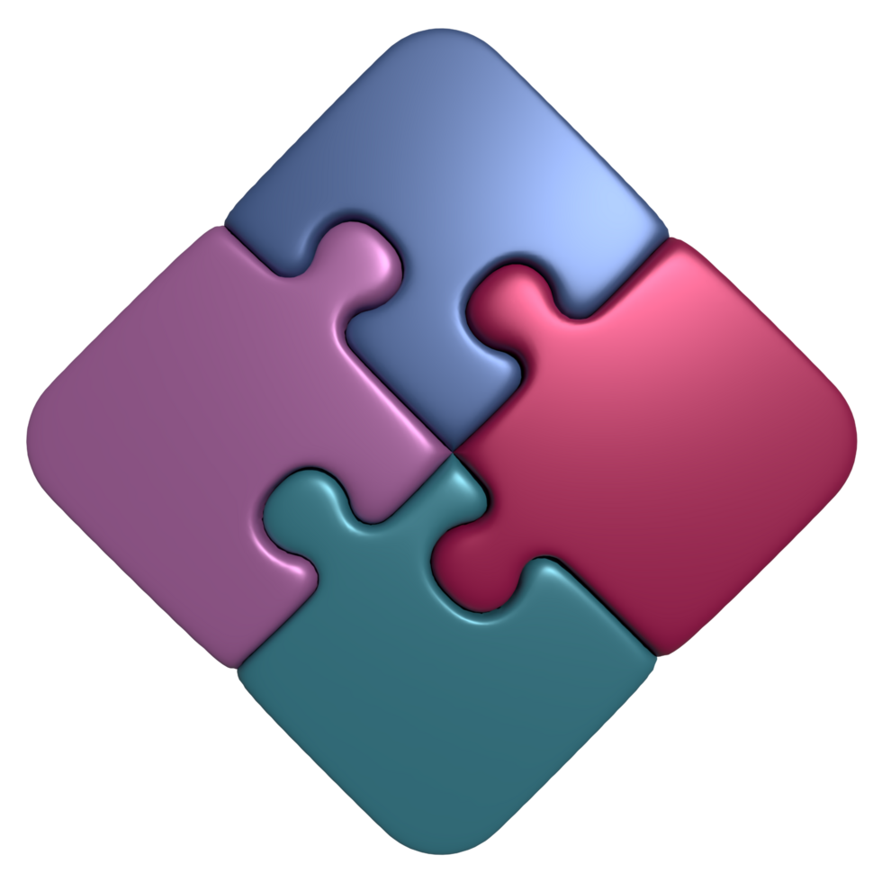 3D jigsaw puzzle pieces teamwork idea business concept png