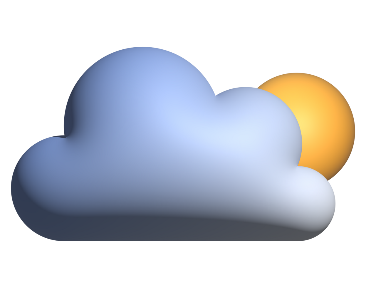 Clouds with sun 3d icon weather symbol for element png