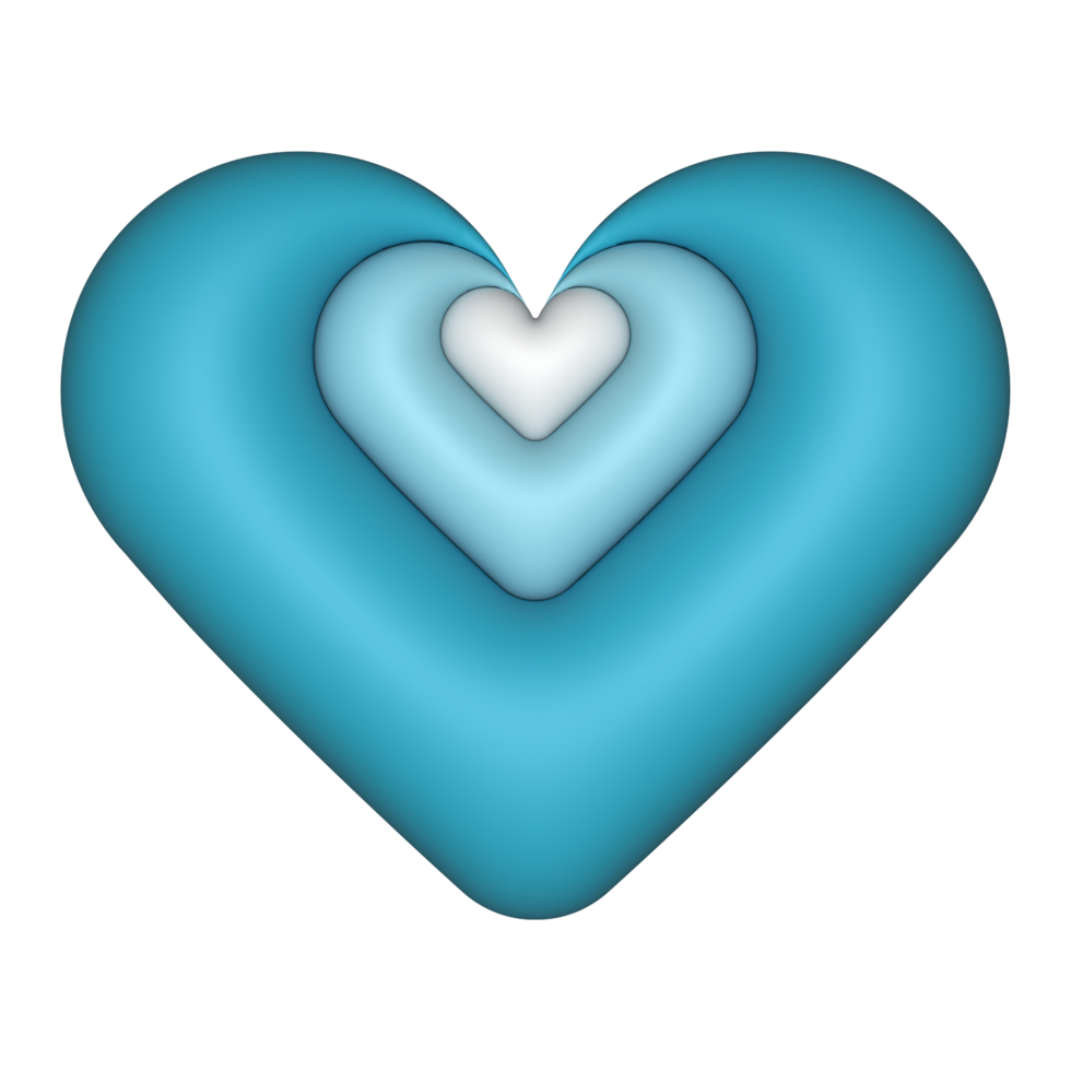Blue heart 3d rendering romantic symbol valentine concept png