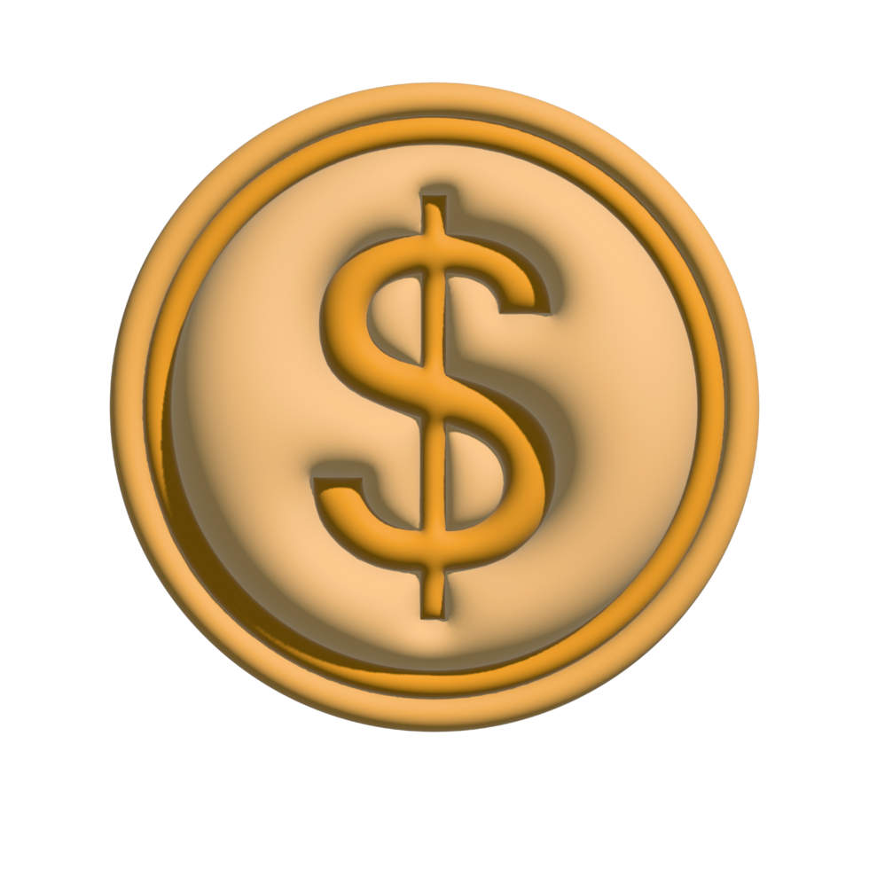 Dollar coin icon 3d symbol financial success concept 35264809 PNG