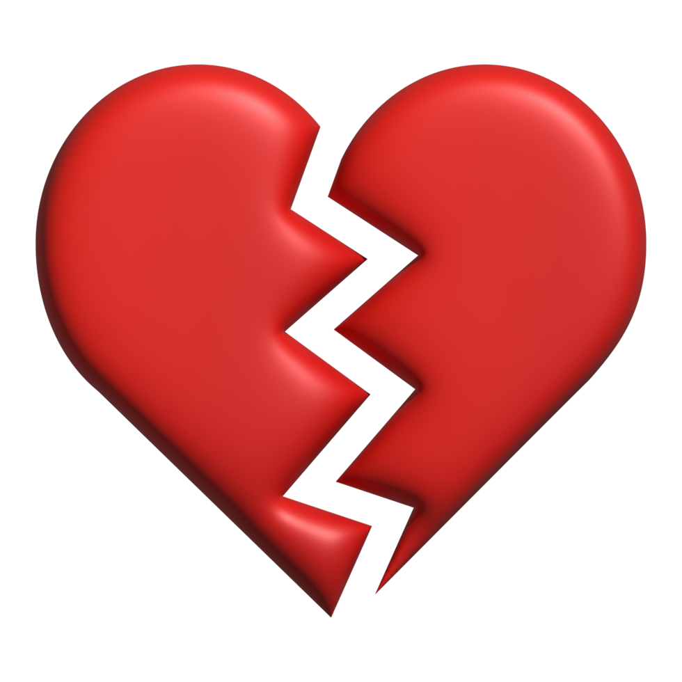 Red heart 3d rendering romantic symbol valentine concept png