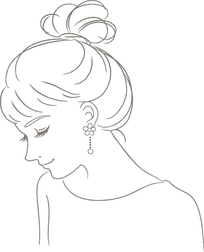 Girl with Updo Hair vector