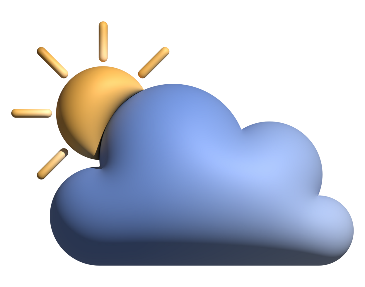 Clouds with sun 3d icon weather symbol for element png