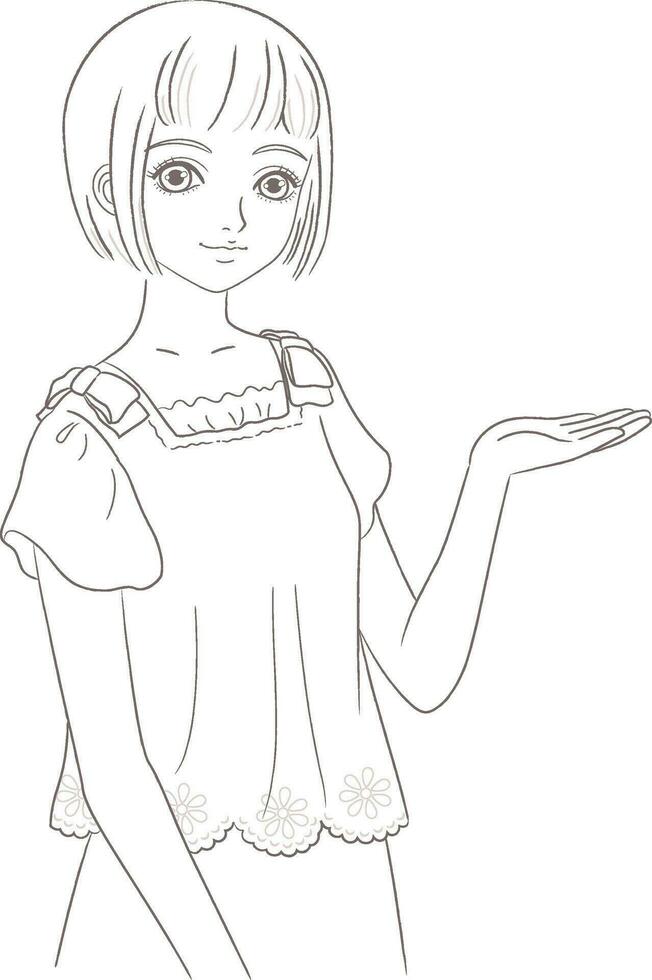 Girl Holding Out Hand for Presentation vector