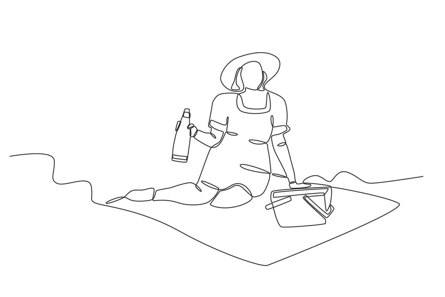 A woman loves a picnic vector