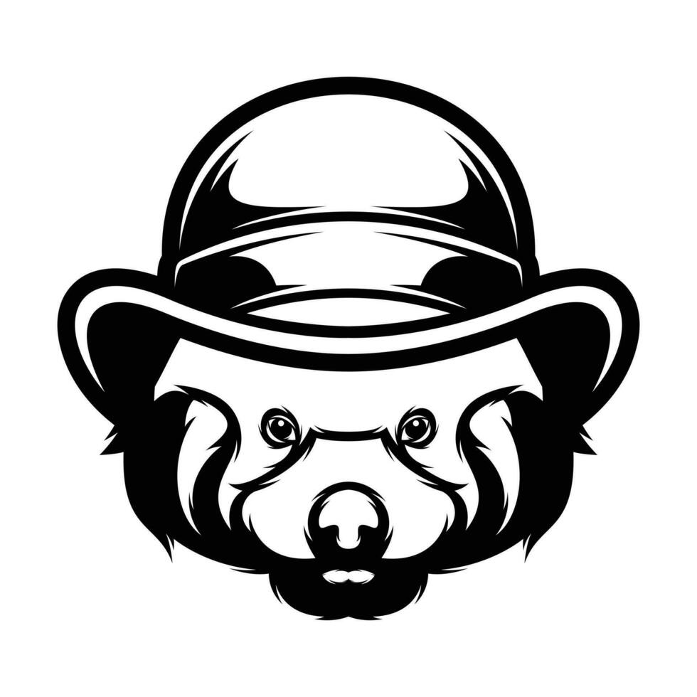 Red Panda Bow Hat Outline vector