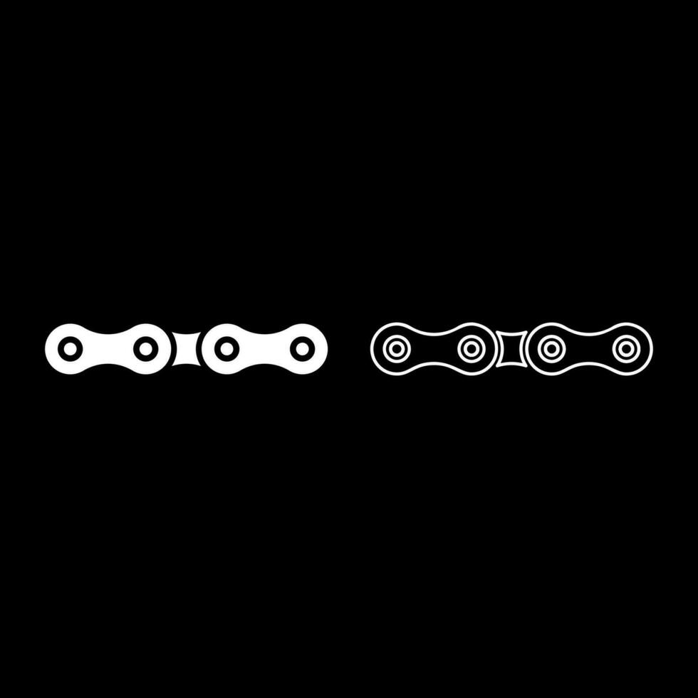 Chain bicycle link bike motorcycle two element set icon white color vector illustration image solid fill outline contour line thin flat style