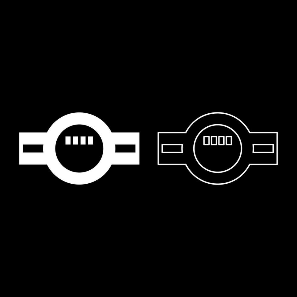 Water meter measuring sanitary equipment set icon white color vector illustration image solid fill outline contour line thin flat style